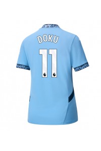 Manchester City Jeremy Doku #11 Voetbaltruitje Thuis tenue Dames 2024-25 Korte Mouw